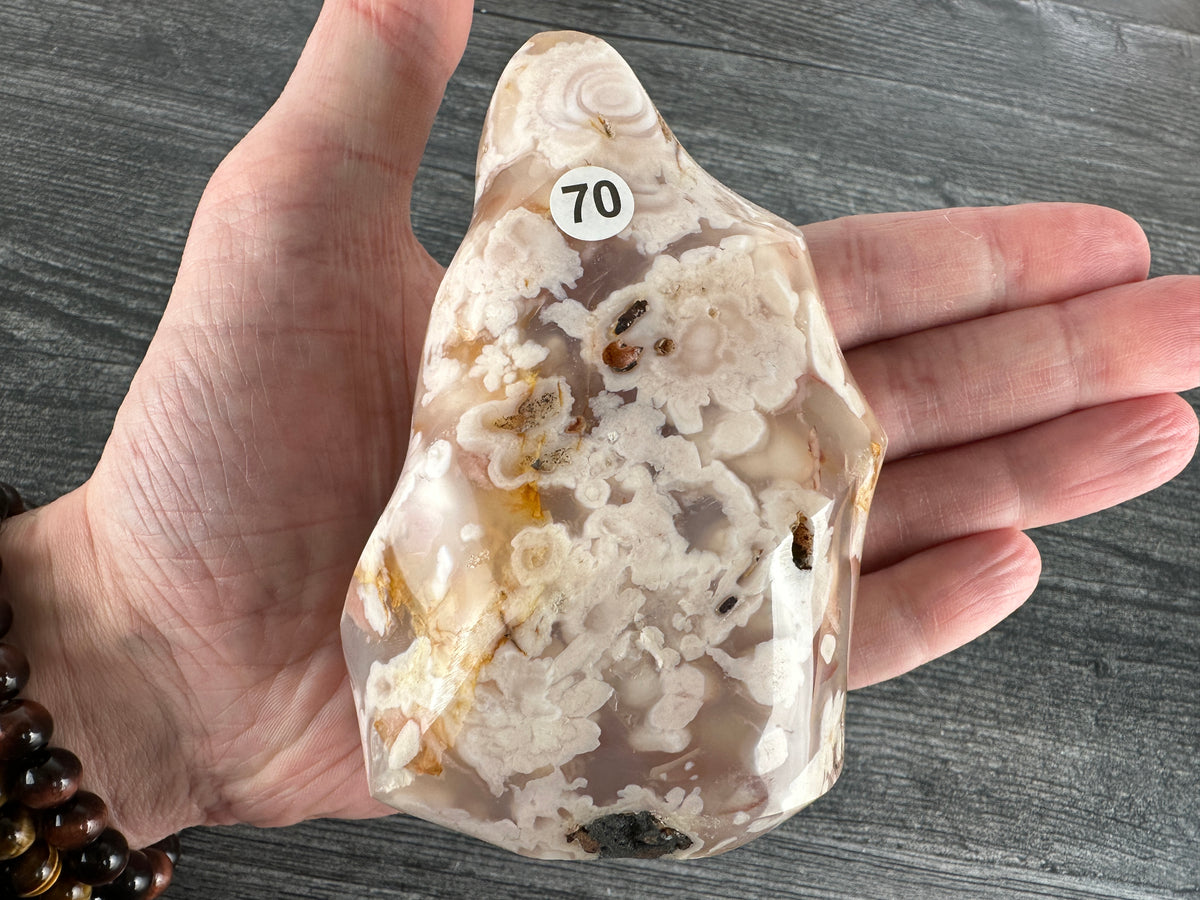 Flower Agate Flame (Carved Natural Crystal)