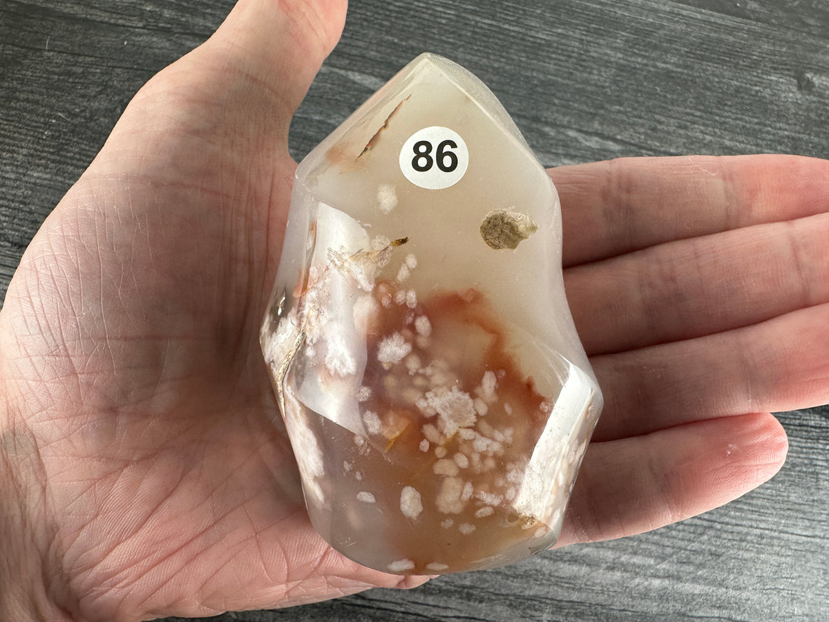 Flower Agate Flame (Carved Natural Crystal)
