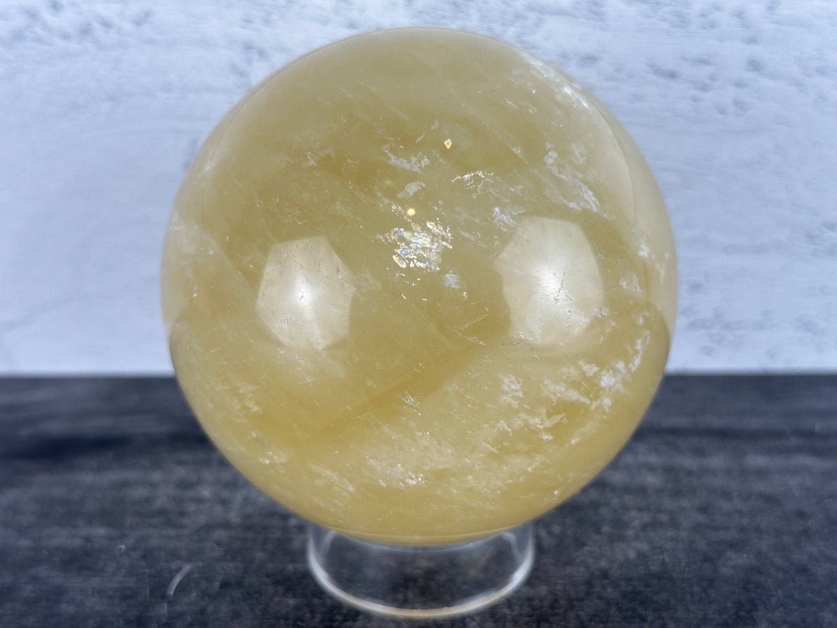 Honey Calcite Sphere #1 (Natural Crystal)