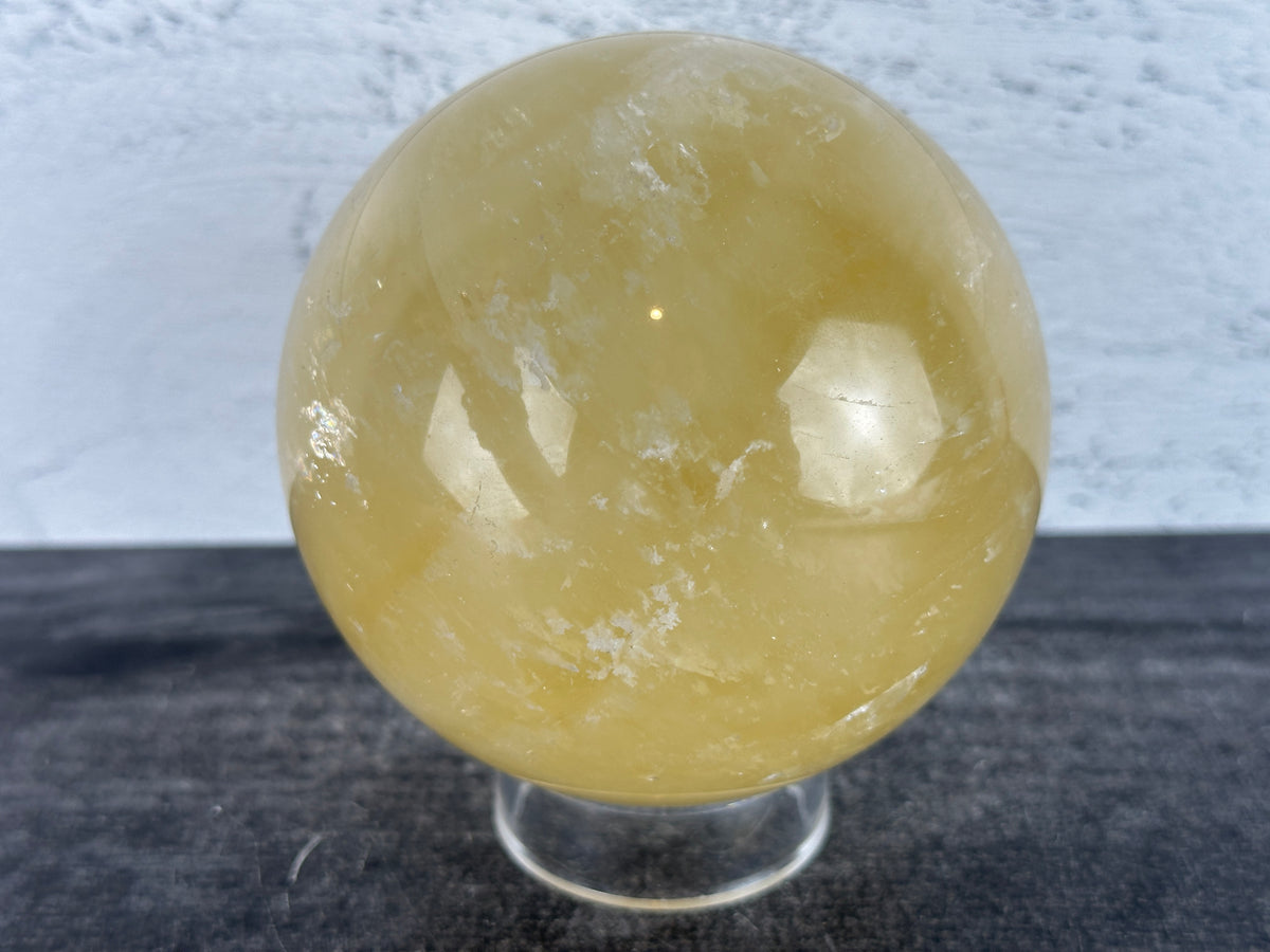 Honey Calcite Sphere #1 (Natural Crystal)