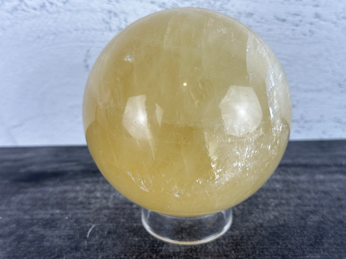 Honey Calcite Sphere #1 (Natural Crystal)