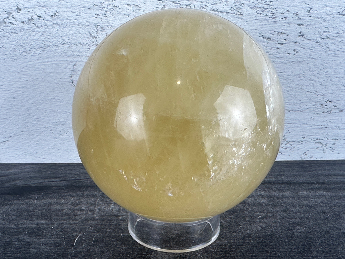 Honey Calcite Sphere #1 (Natural Crystal)