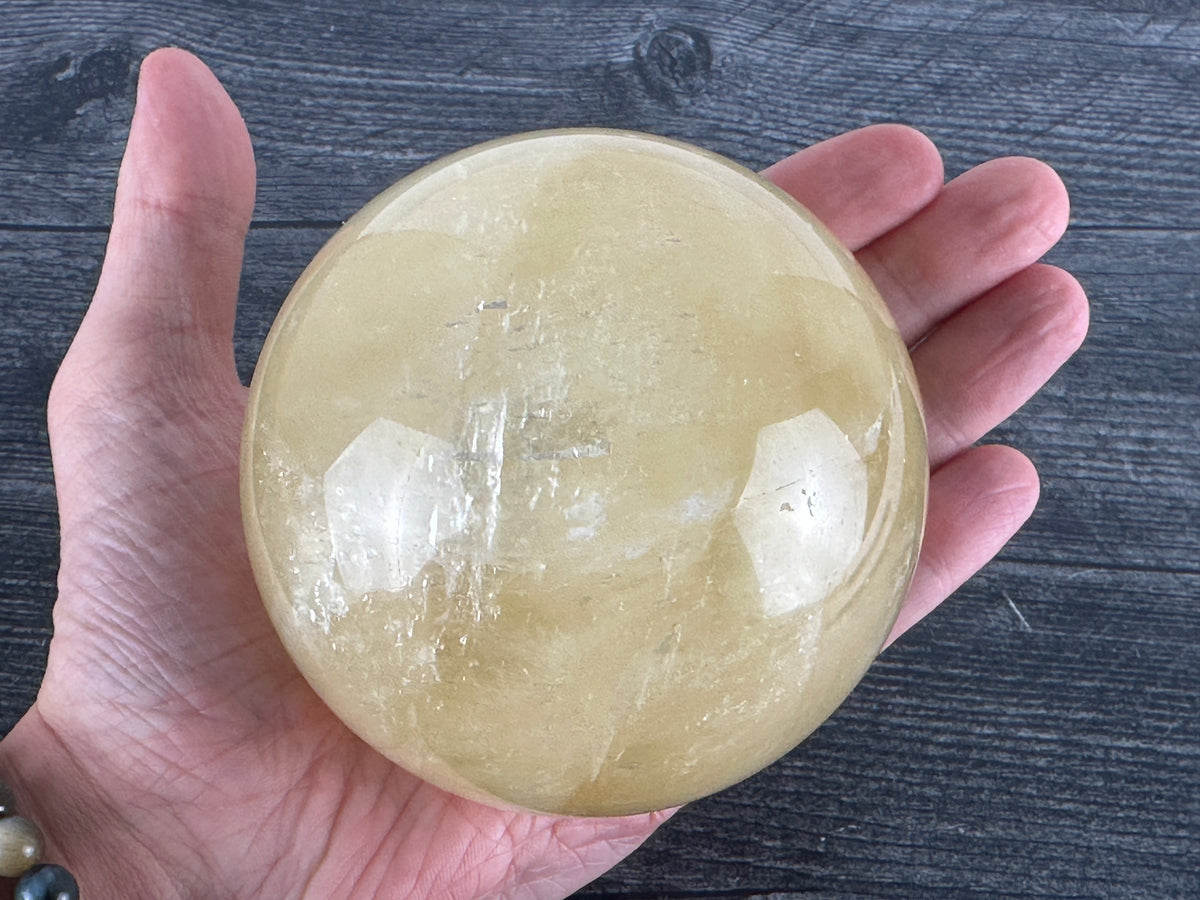 Honey Calcite Sphere #1 (Natural Crystal)