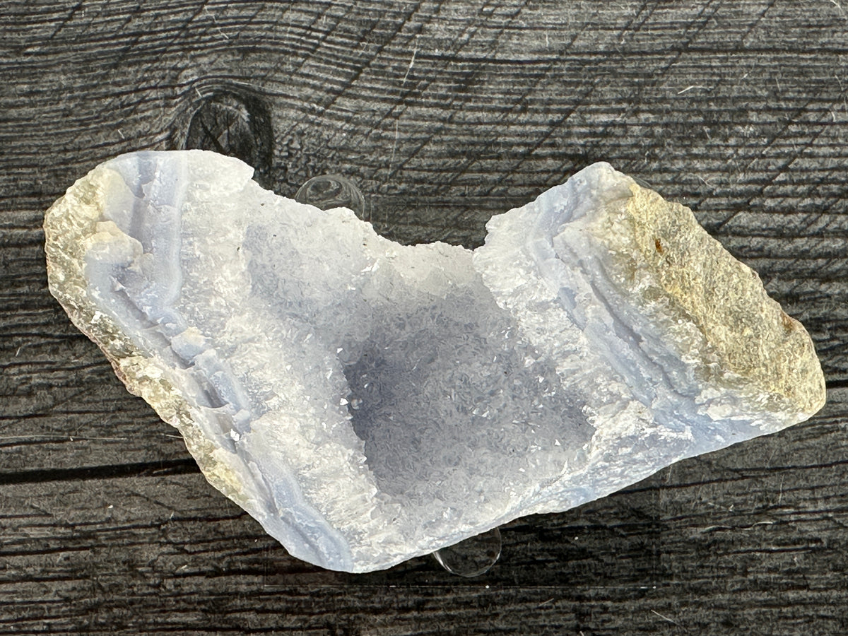 Blue Lace Agate Cluster Raw Display Specimen #6 (Natural Crystal) with Stand