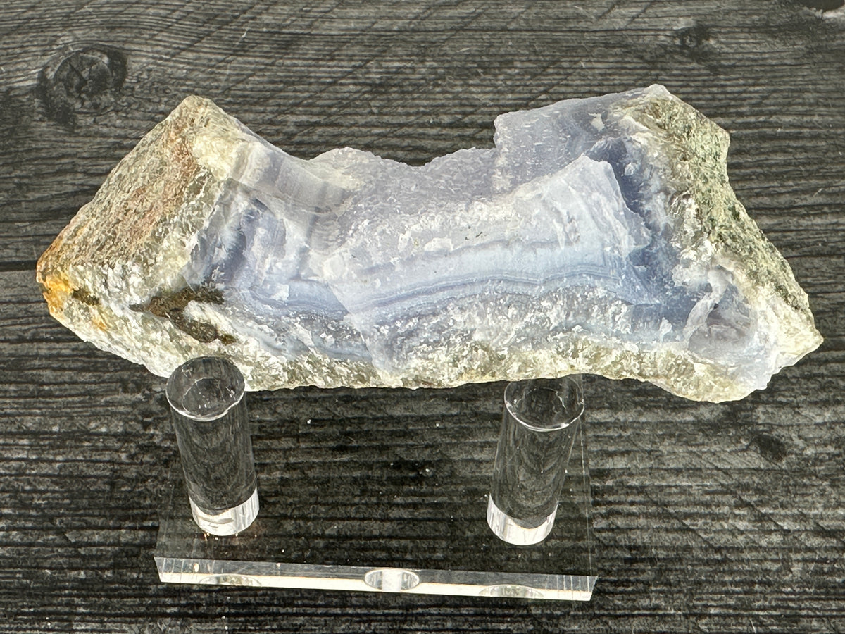 Blue Lace Agate Cluster Raw Display Specimen #9 (Natural Crystal) with Stand