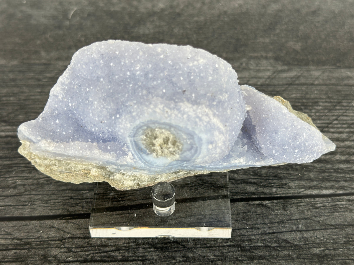 Blue Lace Agate Cluster Raw Display Specimen #11 (Natural Crystal) with Stand