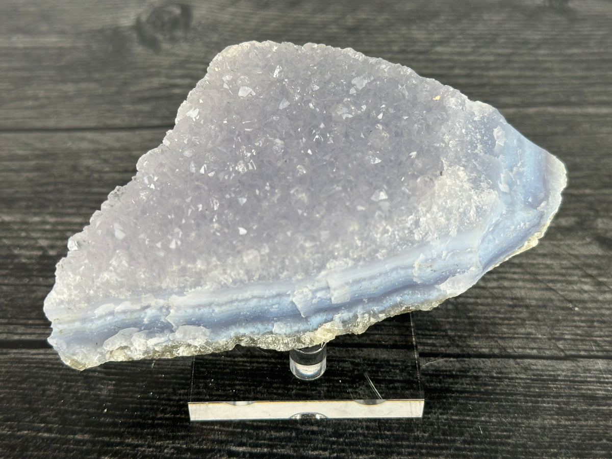 Blue Lace Agate Cluster Raw Display Specimen #12 (Natural Crystal) with Stand