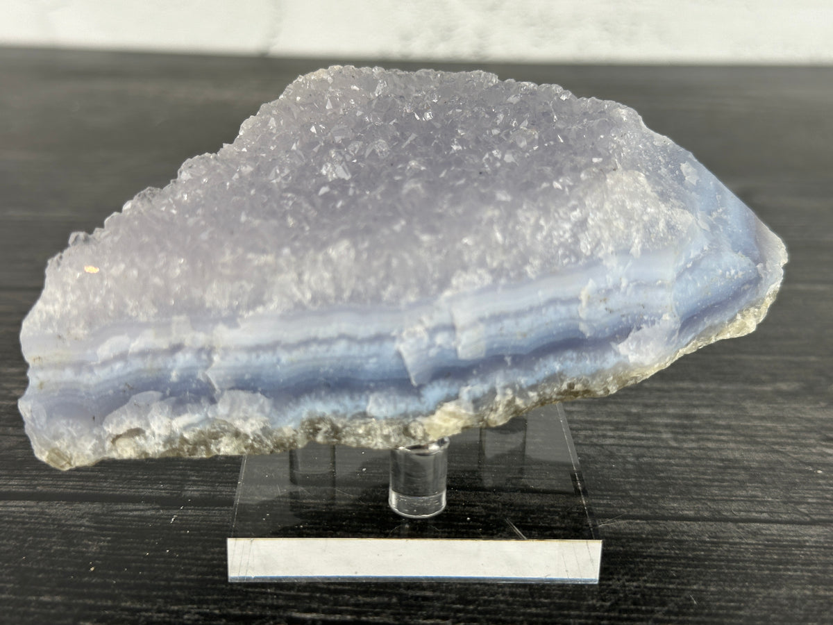 Blue Lace Agate Cluster Raw Display Specimen #12 (Natural Crystal) with Stand