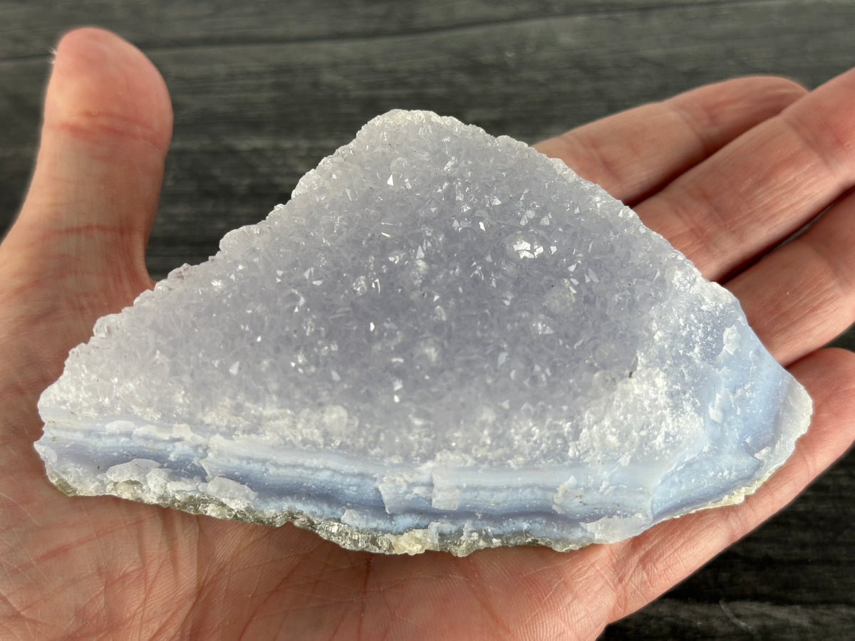 Blue Lace Agate Cluster Raw Display Specimen #12 (Natural Crystal) with Stand