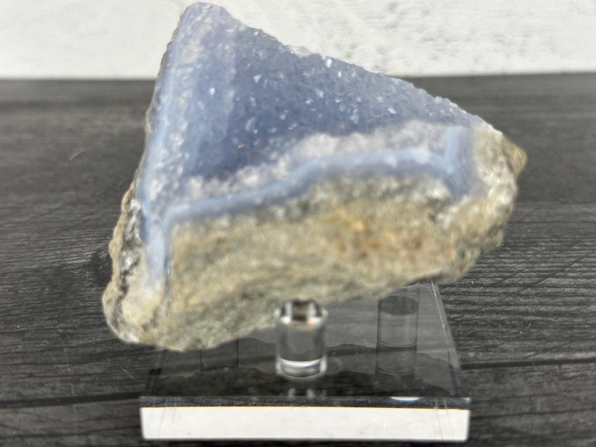 Blue Lace Agate Cluster Raw Display Specimen #22 (Natural Crystal) with Stand