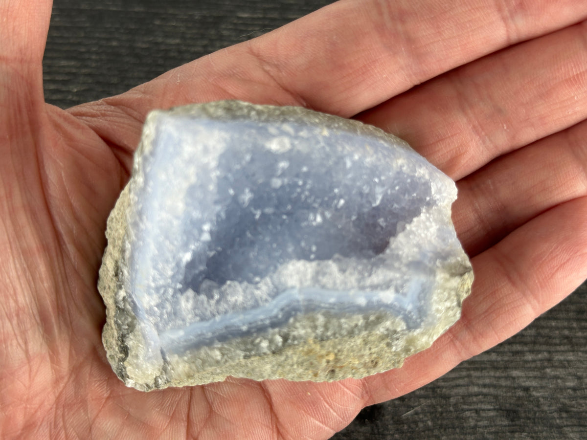 Blue Lace Agate Cluster Raw Display Specimen #22 (Natural Crystal) with Stand