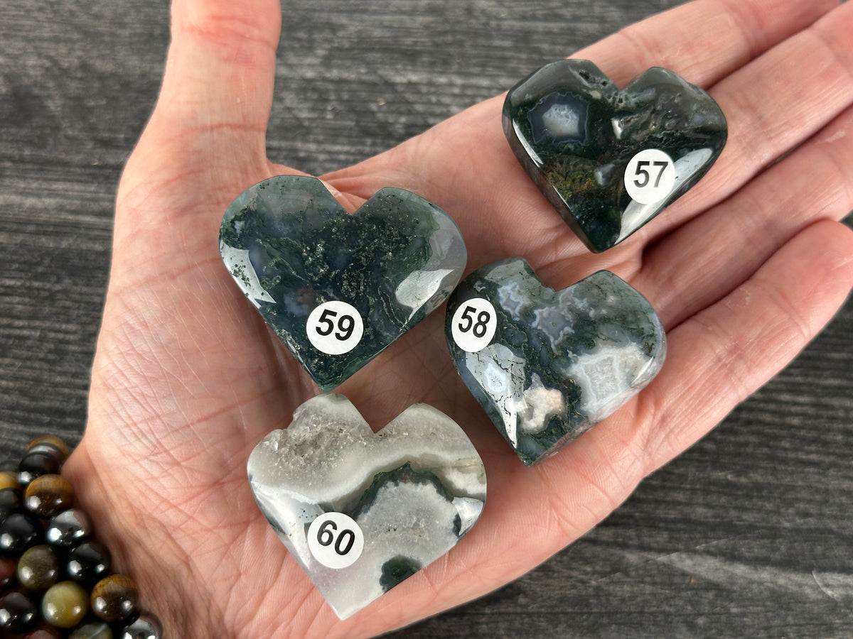 Moss Agate Heart (Natural Crystal)