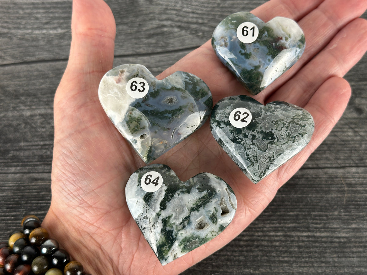 Moss Agate Heart (Natural Crystal)