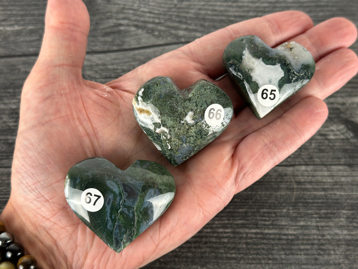 Moss Agate Heart (Natural Crystal)