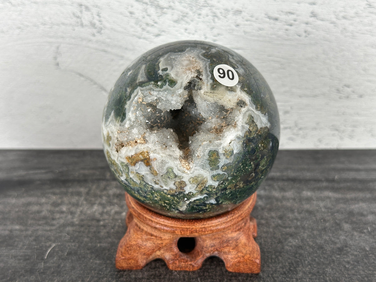 Moss Agate Sphere (Natural Crystal) #90