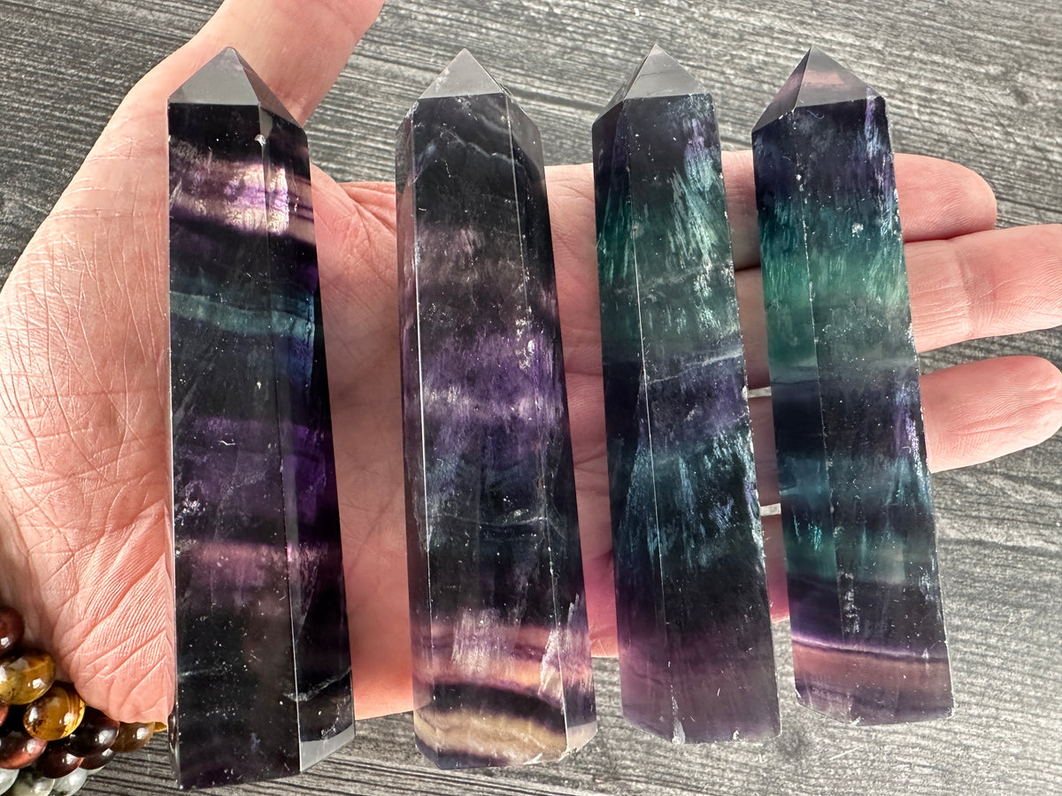Dark Rainbow Fluorite Tower (Natural Crystal)