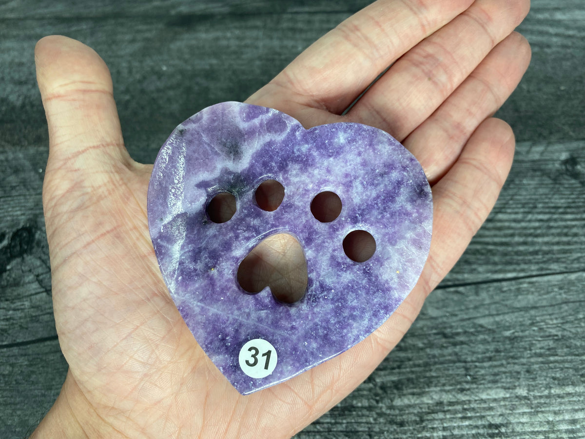 Paw Print Heart 3&quot; (Natural Crystal)