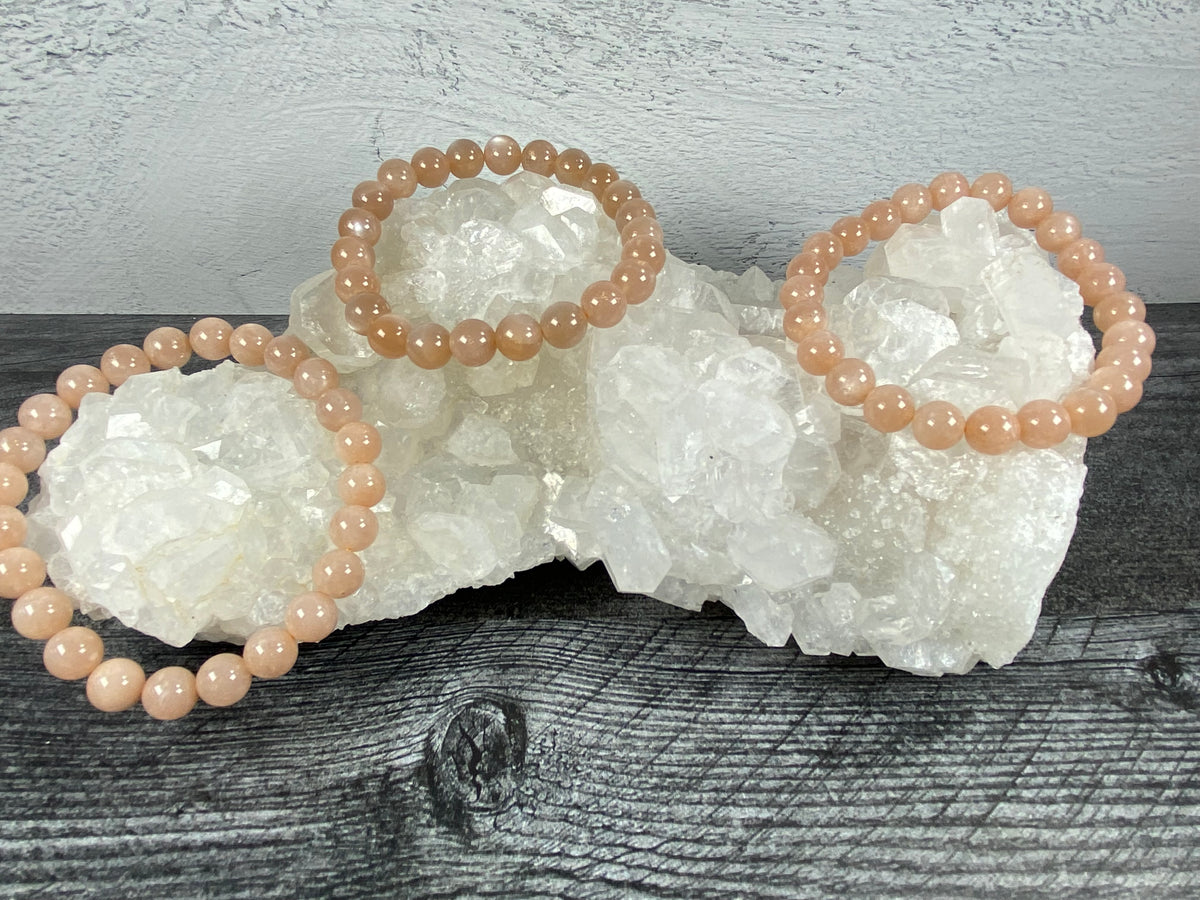 Peach Moonstone Bracelet (8mm) Natural Crystal