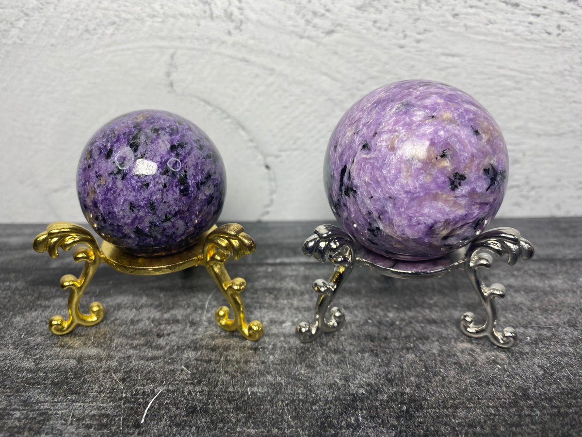 Metal Silver or Gold Crystal Sphere Stands