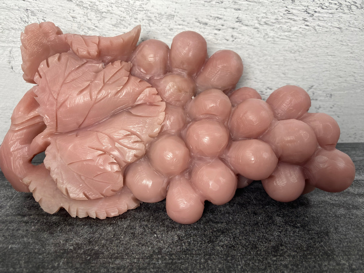 Grape Bunch (6.5&quot;) Pink Opal (Carved Natural Crystal Fruit)
