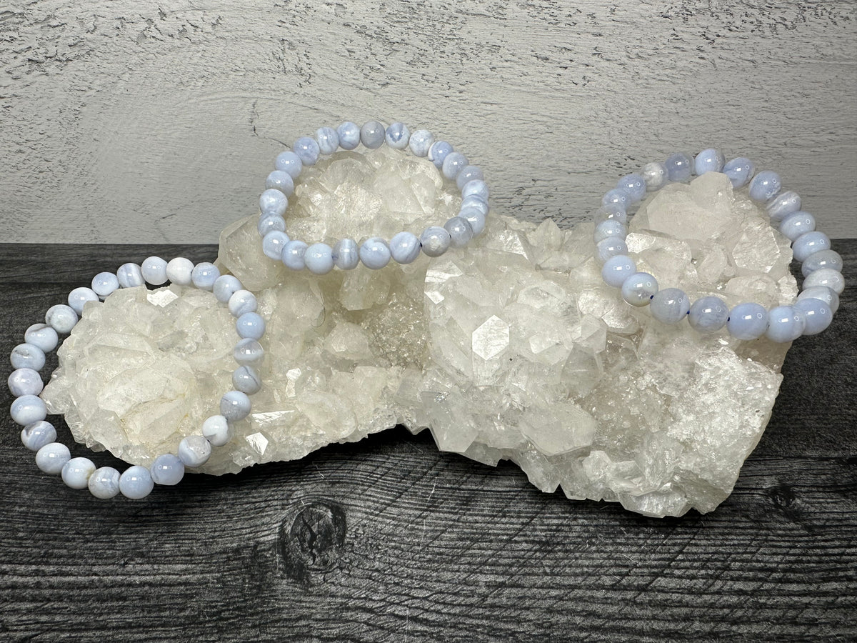 Blue Lace Agate (8mm) Bracelet (Natural Crystal)