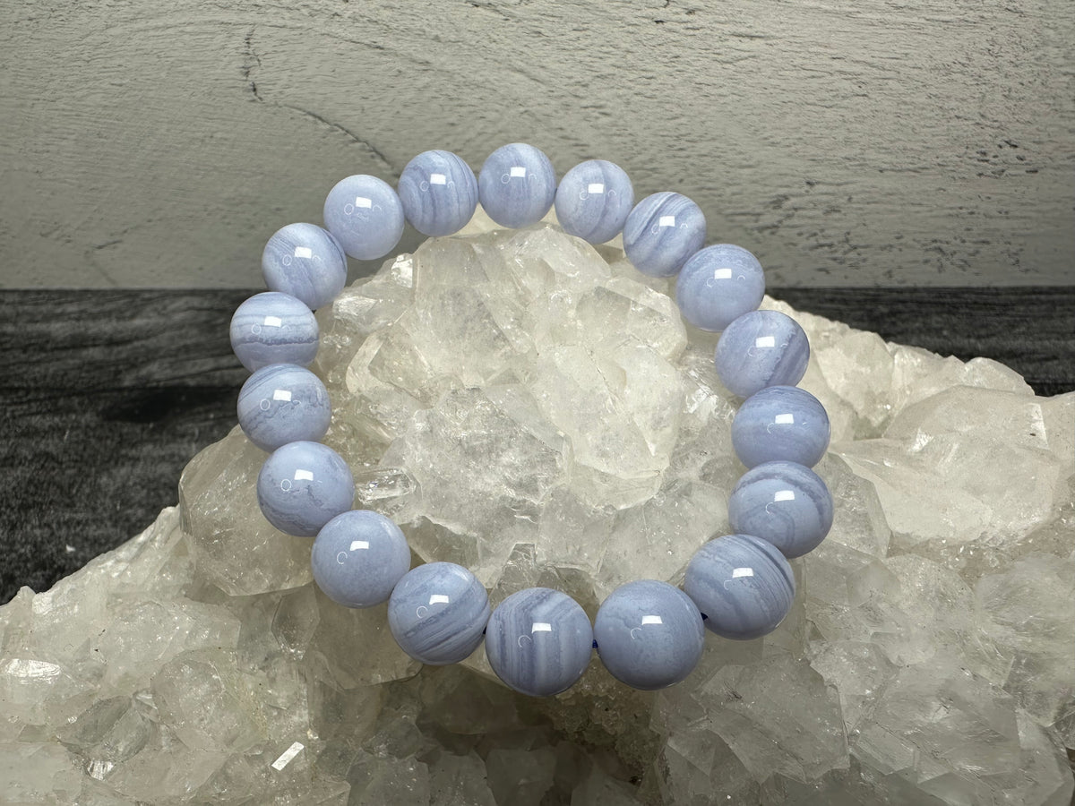 Blue Lace Agate (10.5mm) Bracelet (Natural Crystal)