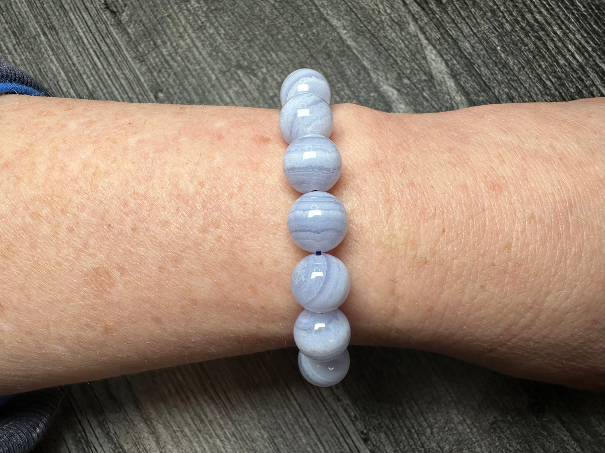 Blue Lace Agate (10.5mm) Bracelet (Natural Crystal)