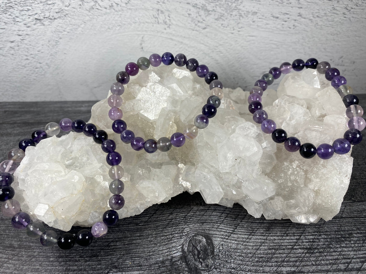 Purple Fluorite Bracelet (8mm) Natural Crystal