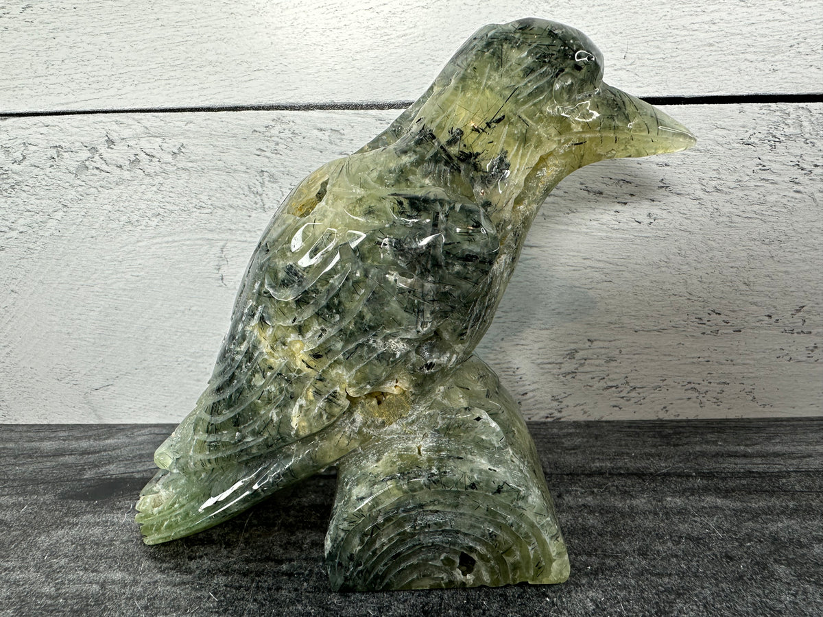 Bird (5.325&quot;) Green Prehnite (Large Carved Natural Crystal Animal)