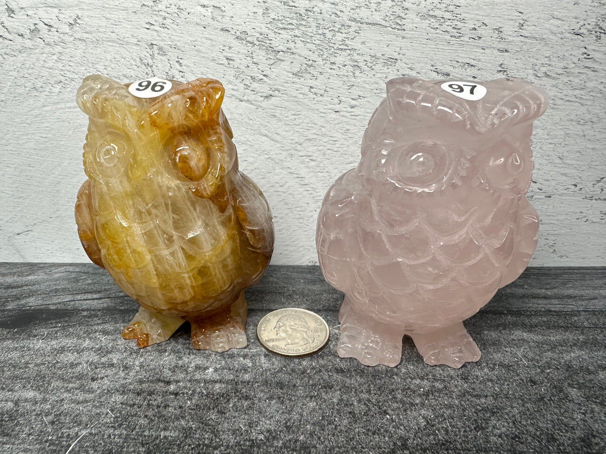 Owl (3.2&quot;) Large Carved Natural Crystal Animal