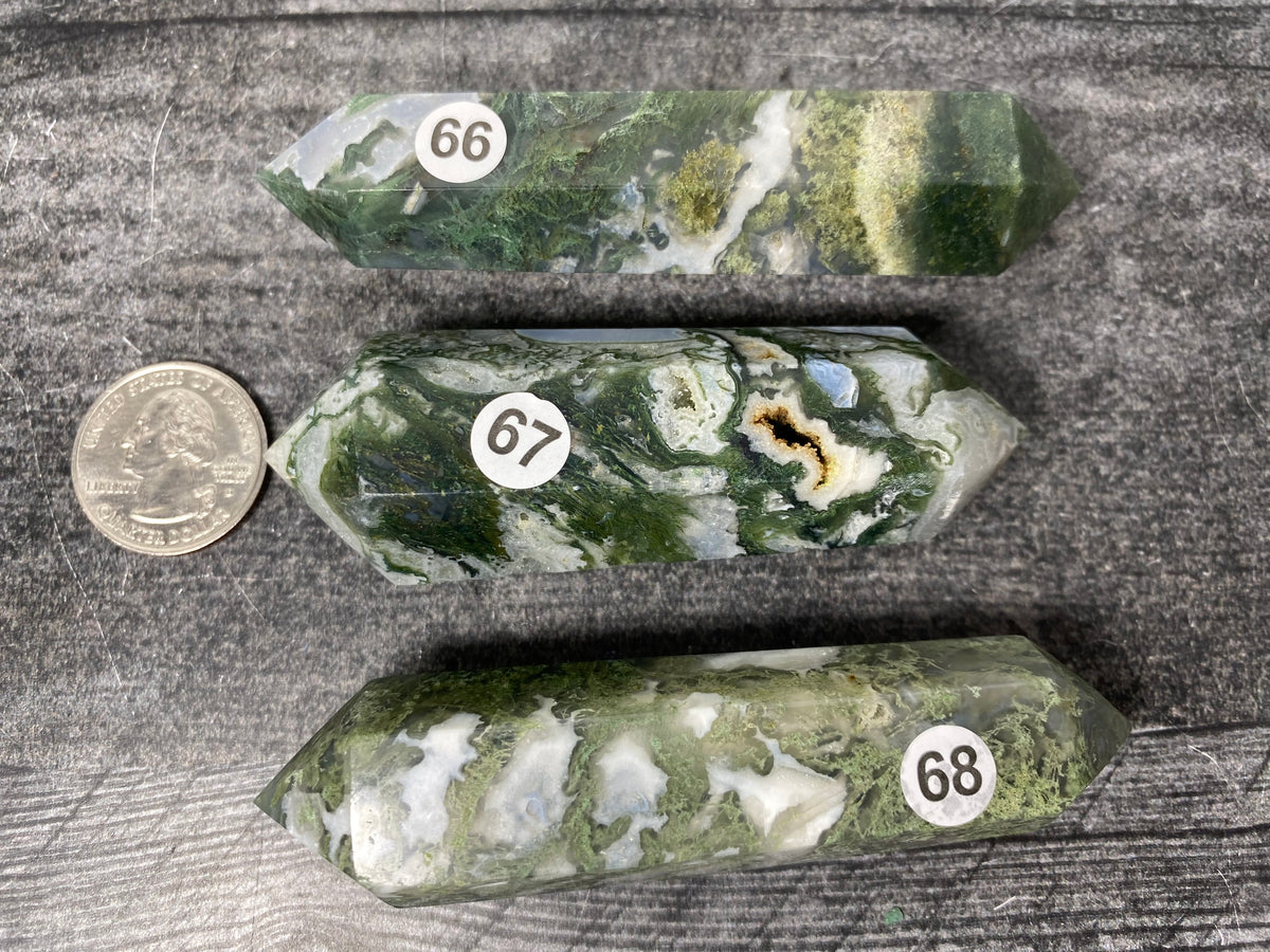 Moss Agate Double Terminated Point (Natural Crystal DT)