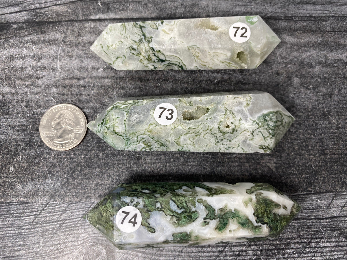 Moss Agate Double Terminated Point (Natural Crystal DT)