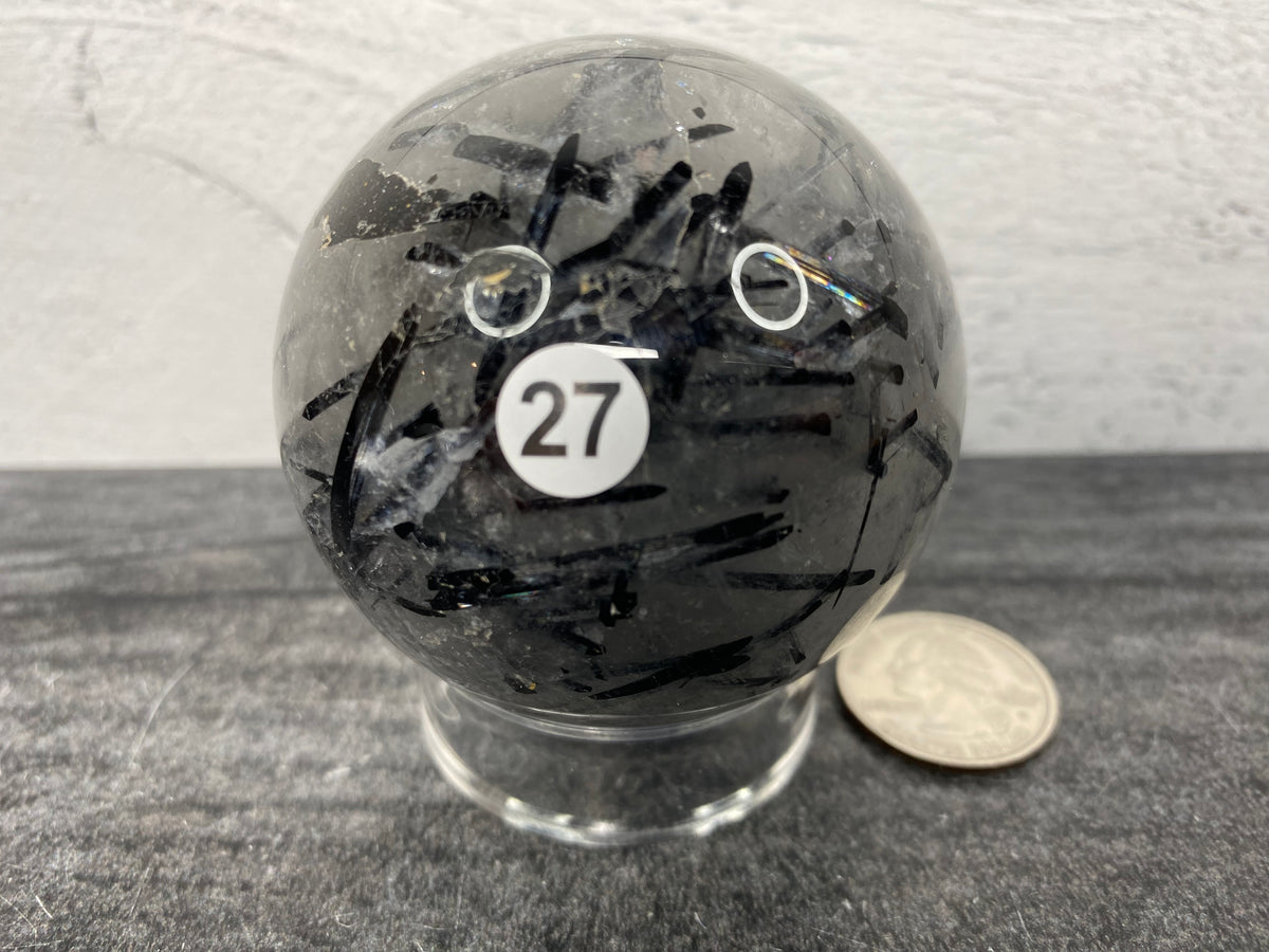 Tourmalinated Quartz Black Tourmaline Sphere (Natural Crystal)