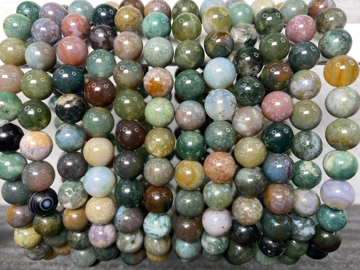 Indonesian Moss Agate (Indian Agate) Bracelet 8mm (Natural Crystal)