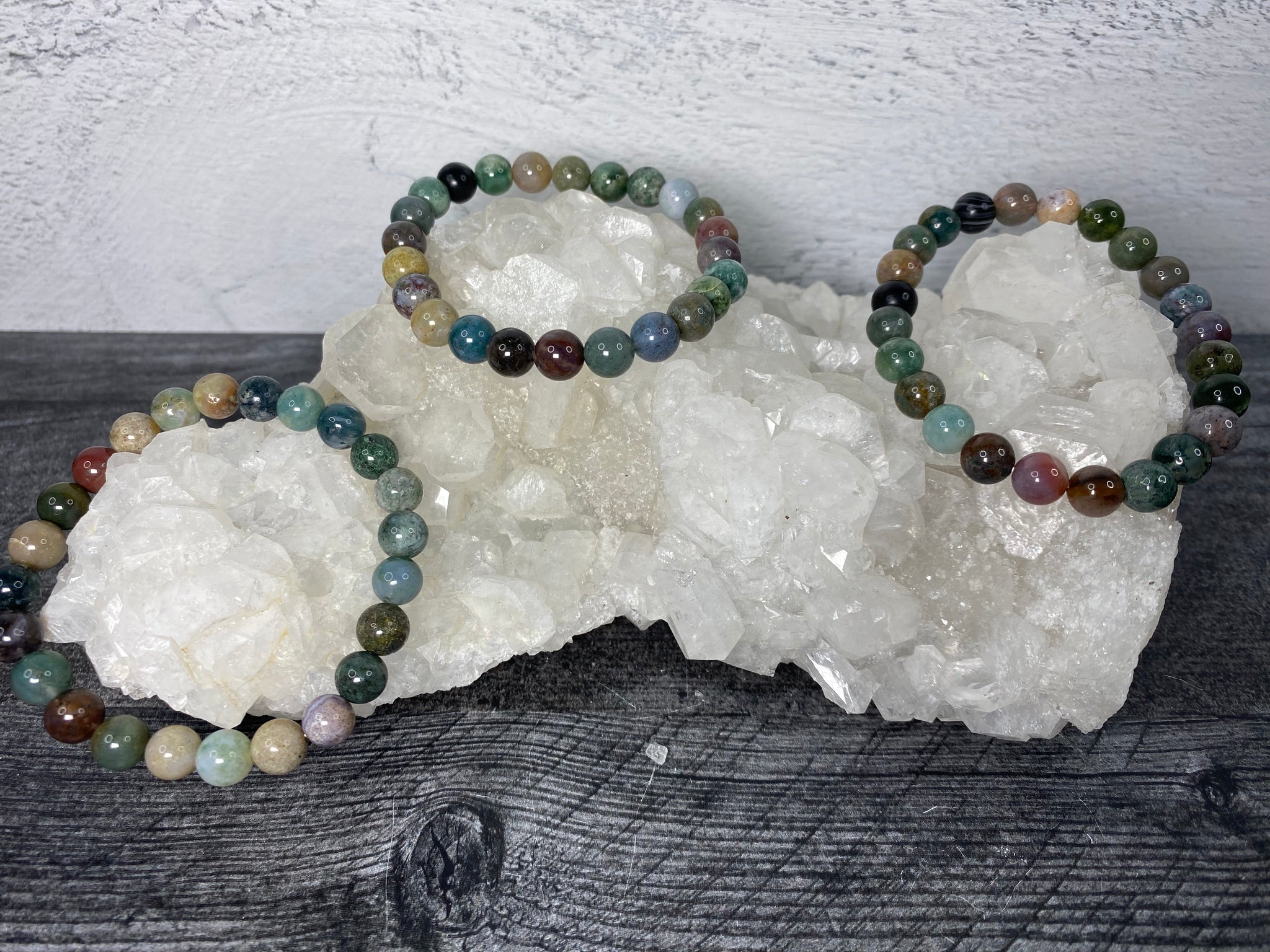 Indonesian Moss Agate (Indian Agate) Bracelet 8mm (Natural Crystal)