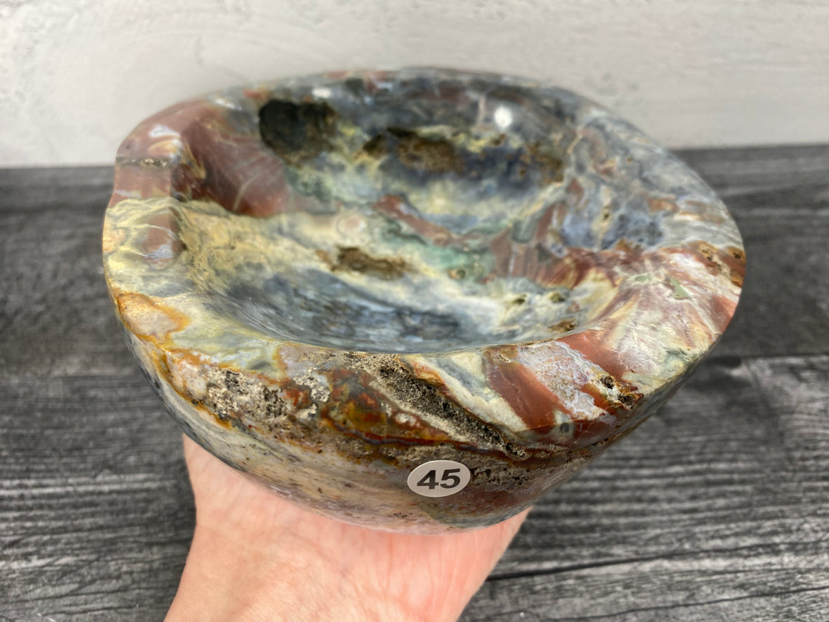 Ocean Jasper Large Bowl (4.4-6&quot;) Carved Natural Crystal Bowl